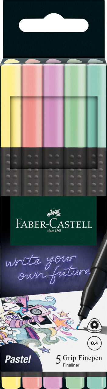 LINER 0.4MM SET 5 BUC PASTEL GRIP FABER-CASTELL LINER 0.4MM SET 5 BUC PASTEL GRIP FABER-CASTELL